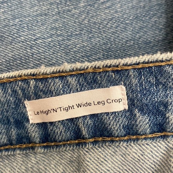 frame le high 'n' tight wide-leg crop jeans downpour rips - Picture 6 of 11